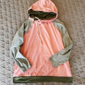 Small boutique zip double hooded light sweatshirt